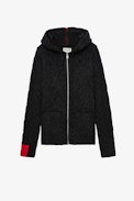 Gilet Cassyn - Gilet anthracite muni d'une capuche et orné de liserés contrastés femme