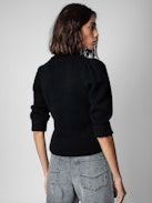 Betsy Cashmere Cardigan - Women’s black cashmere cardigan with full sleeves