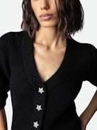 Betsy Cashmere Cardigan - Women’s black cashmere cardigan with full sleeves