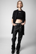Indian Cashmere Cardigan - Women’s black feather cashmere sleeveless cardigan with rhinestone-embellishment