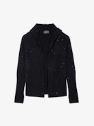 Cárdigan Cosany Strass 100% Cachemira  - Cárdigan negro de 100% cachemire con capucha y mangas largas adornado con strass.