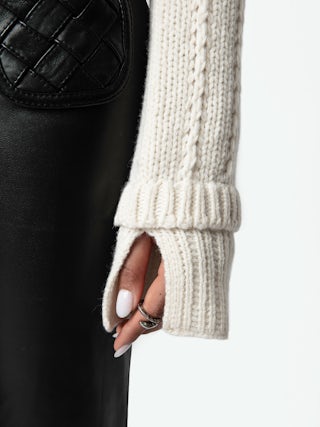 Travy Cardigan 100% Merino Wool - Wool cardigan with rhinestone wing brooch closure.