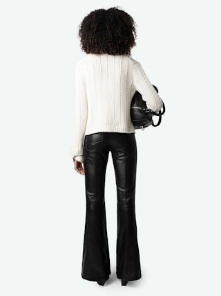 Travy Cardigan 100% Merino Wool - Wool cardigan with rhinestone wing brooch closure.