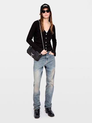 Jemma Wool Cardigan - V-neck cardigan with jewel buttons.