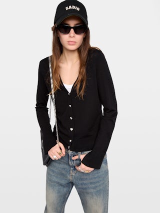 Jemma Wool Cardigan - V-neck cardigan with jewel buttons.