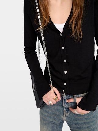 Jemma Wool Cardigan - V-neck cardigan with jewel buttons.