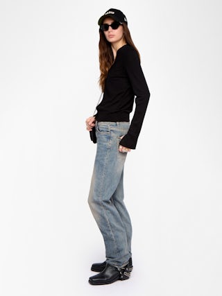 Cardigan Jemma 100% Merino Wool - V-neck cardigan with jewel buttons.