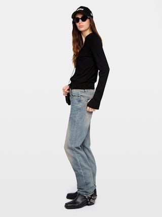 Cardigan Jemma 100% Merino Wool - V-neck cardigan with jewel buttons.