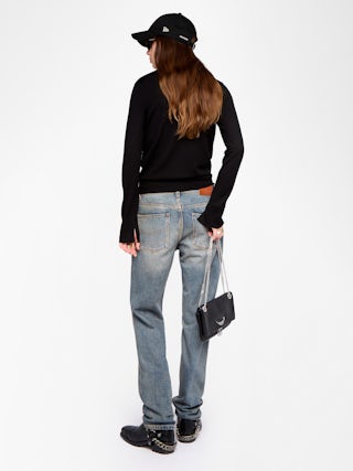 Cardigan Jemma 100% Merino Wool - V-neck cardigan with jewel buttons.