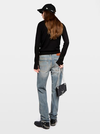 Cardigan Jemma 100% Merino Wool - V-neck cardigan with jewel buttons.