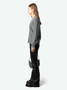 Jemmy Patch Cashmere Cardigan - Mottled grey cashmere cardigan with button fastening and star patches and embroidery on elbows.
