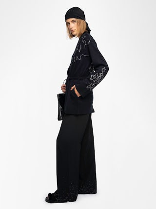 Salomy Cashmere Cardigan - Cardigan with rhinestone plastron at the front, back and cuffs.