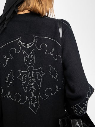 Salomy Cashmere Cardigan - Cardigan with rhinestone plastron at the front, back and cuffs.