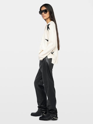 Mirkaz Cashmere Cardigan - V-neck buttoned cardigan with used effect stars.