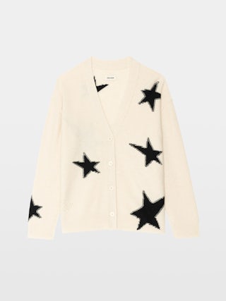 Mirkaz Cashmere Cardigan - V-neck buttoned cardigan with used effect stars.