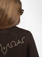 Missya Cashmere Cardigan - Round neck buttoned cardigan with applied rhinestones.