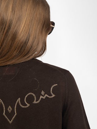 Missya Cardigan 100% Cashmere - Round neck buttoned cardigan with applied rhinestones.