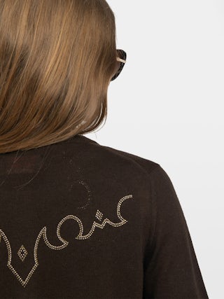 Missya Cashmere Cardigan - Round neck buttoned cardigan with applied rhinestones.