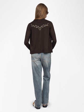 Missya Cardigan 100% Cashmere - Round neck buttoned cardigan with applied rhinestones.