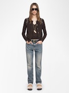 Missya Cashmere Cardigan - Round neck buttoned cardigan with applied rhinestones.