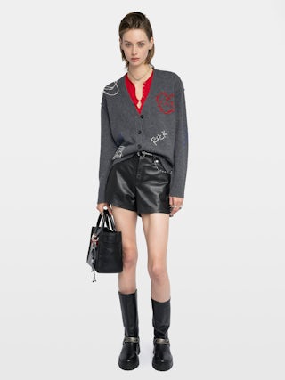 Cardigan Mirkaz 100% Cachemire - Cardigan col v boutonné avec broderies.