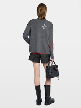 Cardigan Mirkaz 100% Cachemire - Cardigan col v boutonné avec broderies.