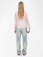 Manylla Cardigan 100% Cashmere - V-neck cardigan with a square rhinestone button closure.
