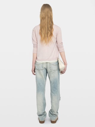 Cárdigan Manylla 100% Cachemir - Cárdigan con cuello en V y cierre de un botón cuadrado de estrás.