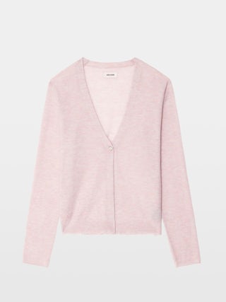 Cárdigan Manylla 100% Cachemir - Cárdigan con cuello en V y cierre de un botón cuadrado de estrás.