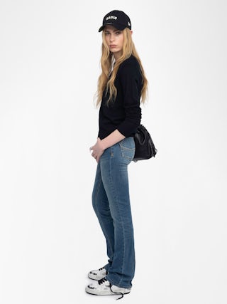 Manylla Cashmere Cardigan - V-neck cardigan with a square rhinestone button closure.