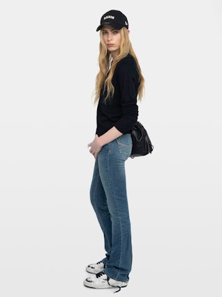 Manylla Cashmere Cardigan - V-neck cardigan with a square rhinestone button closure.