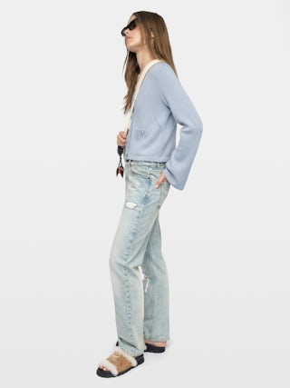 Nolly Cardigan - Button-up V-neck cardigan with patch pockets on the front.