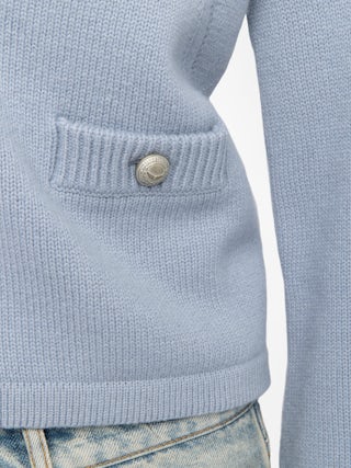 Nolly Cashmere Cardigan - Button-up V-neck cardigan with patch pockets on the front.