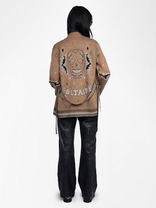 Kala Cardigan 100% Merino Wool - Cardigan in electronic jacquard with belt.