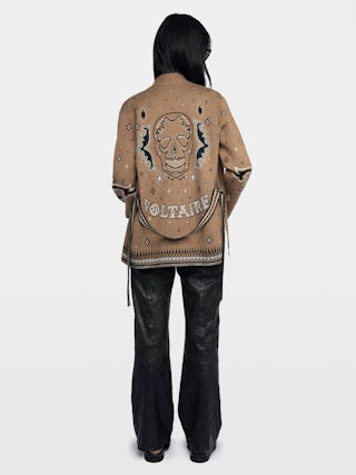 Cardigan Kala 100% Laine Mérinos - Cardigan en jacquard électronique avec ceinture.