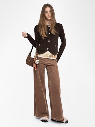 Westia 100% Cashmere Cardigan - Round neck buttoned cardigan.