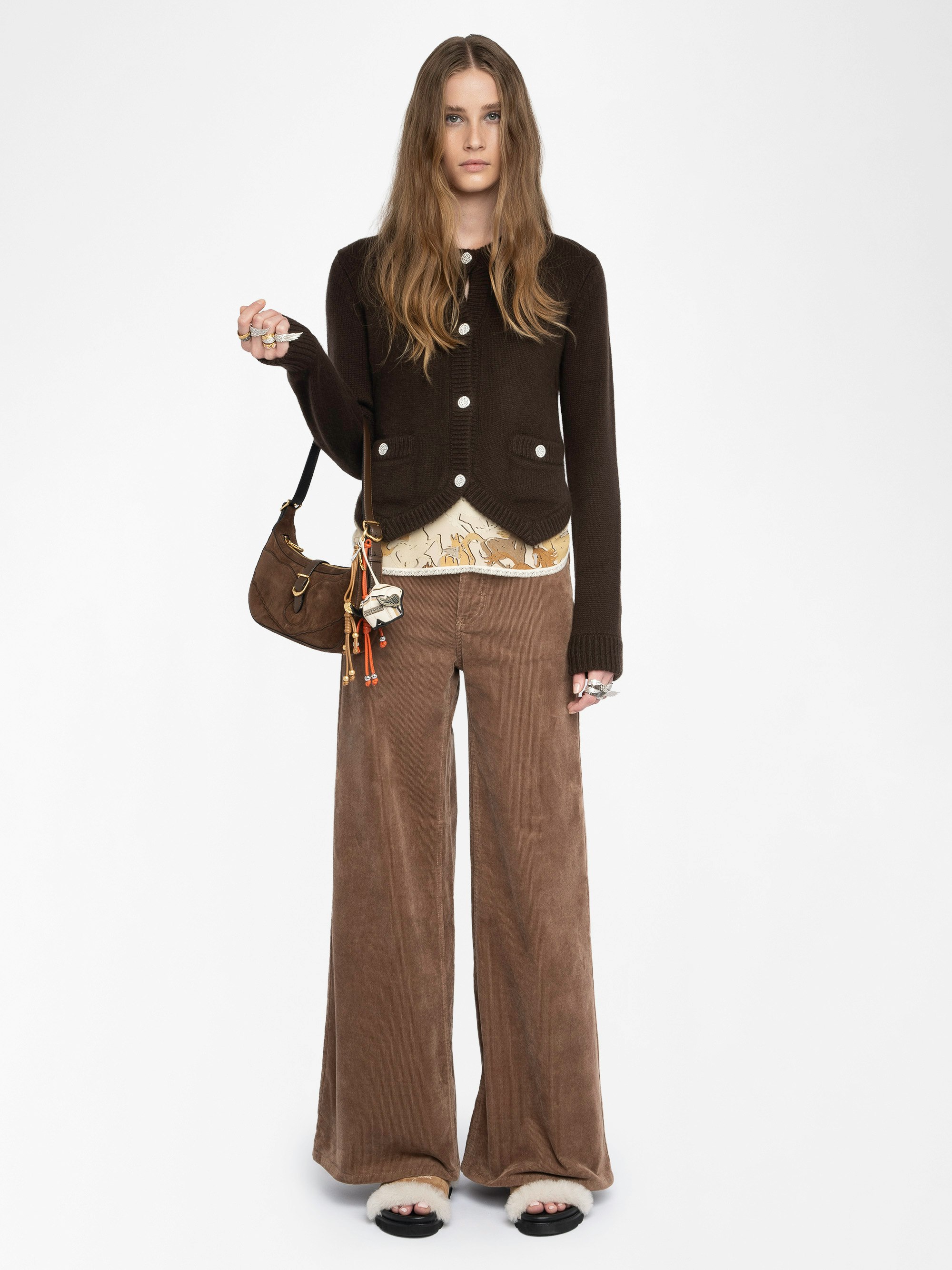 Westia 100% Cashmere Cardigan - Round neck buttoned cardigan.