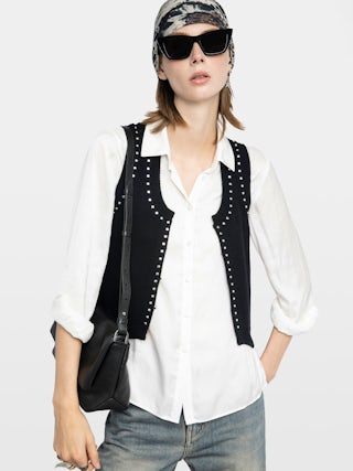 Cardigan Dublin - Petite veste sans manches cloutée.