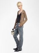 Cardigan Manala 100% Kaschmir - Strickjacke mit V-Ausschnitt und Leopardenmuster.