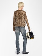 Cardigan Manala 100% Kaschmir - Strickjacke mit V-Ausschnitt und Leopardenmuster.