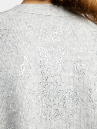 Cardigan Mirkaz 100% Cachemire - Cardigan boutonné avec strass western avant dos.