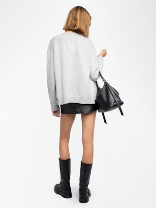 Mirkaz Cashmere Cardigan - Buttoned cardigan with western rhinestones front and back.