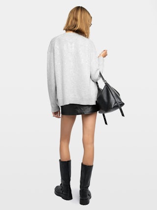 Cardigan Mirkaz 100% Cachemire - Cardigan boutonné avec strass western avant dos.