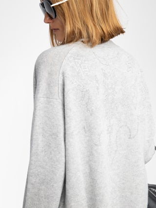 Mirkaz Cashmere Cardigan - Buttoned cardigan with western rhinestones front and back.