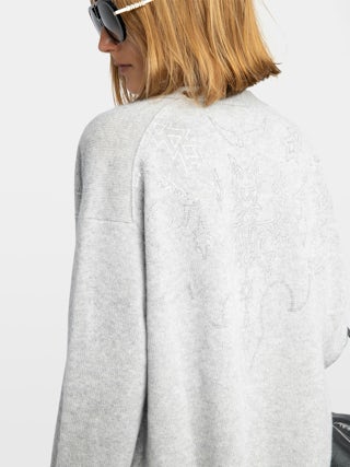 Cardigan Mirkaz 100% Cachemire - Cardigan boutonné avec strass western avant dos.