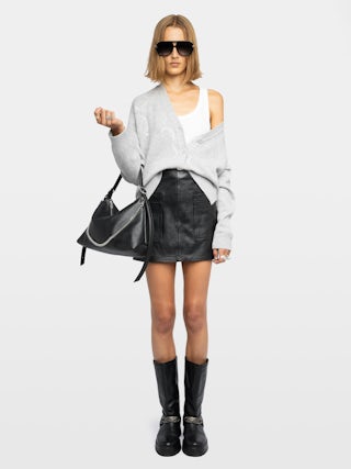 Mirkaz Button Up Cashmere Cardigan - Buttoned cardigan with western rhinestones front and back.