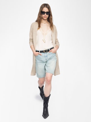 Daffyz Cashmere Cardigan - V-neck pointelle cardigan.