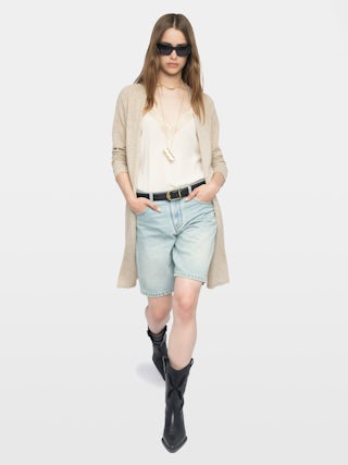 Daffyz Cardigan 100% Cashmere - V-neck pointelle cardigan.