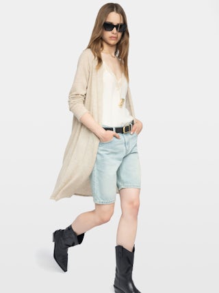 Daffyz Cardigan 100% Cashmere - V-neck pointelle cardigan.