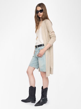 Daffyz Cashmere Cardigan - V-neck pointelle cardigan.